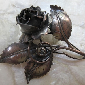 Vintage Sterling Rose Pin Signed