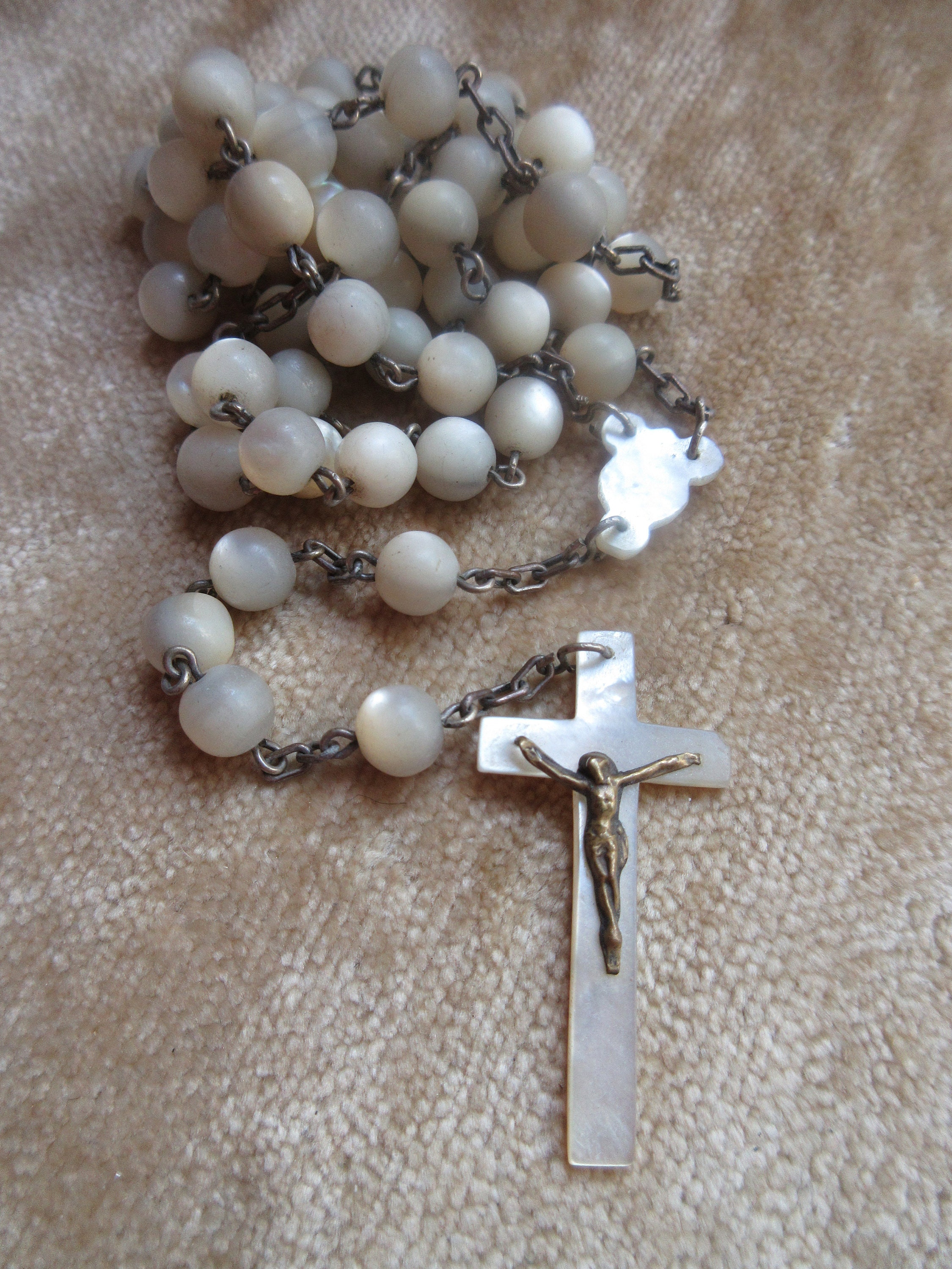 Antique Mother of Pearl Rosary With Mother of Pearl Crucifix Heirloom Estate Find Etsy