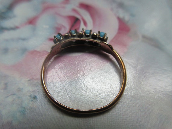 Antique 10K Turquoise Ring Band - image 5