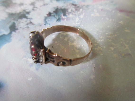 Victorian Antique 10K Seed Pearl and Paste Ring - image 3