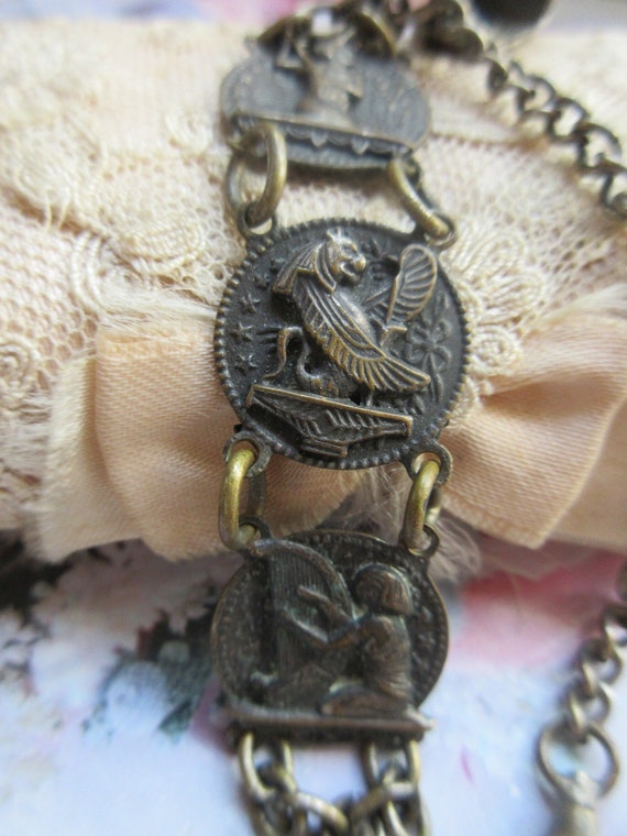 Antique Watch Chain With Unusual Links and Saint … - image 2