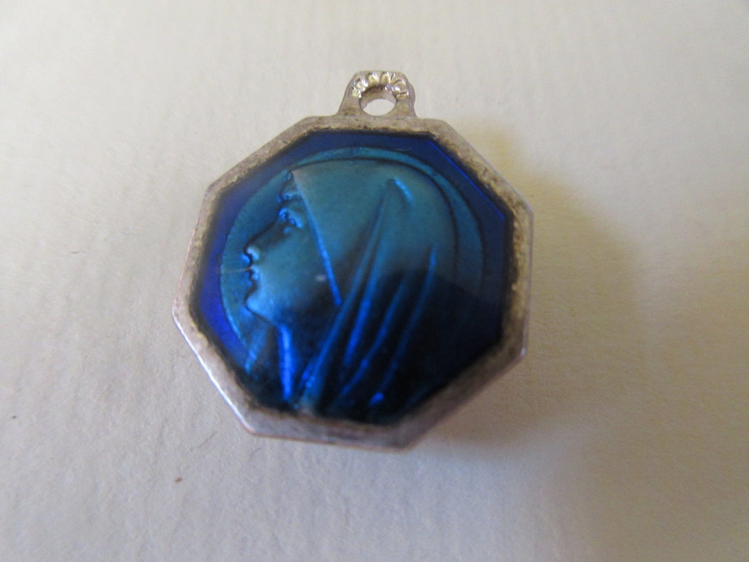 Vintage French Our Lady of Lourdes Enameled Holy Water Relic Medal ...