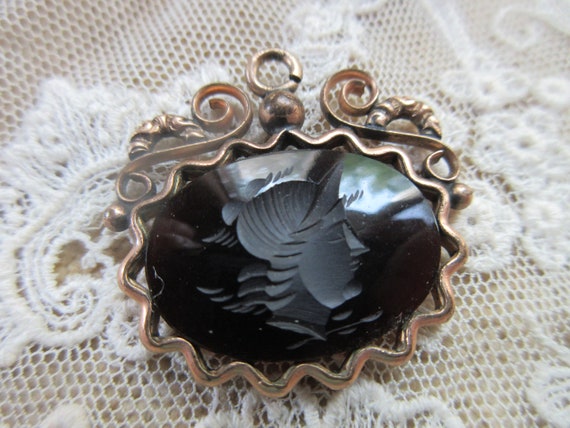 Antique Victorian Intaglio Watch Fob Scrolling Go… - image 2