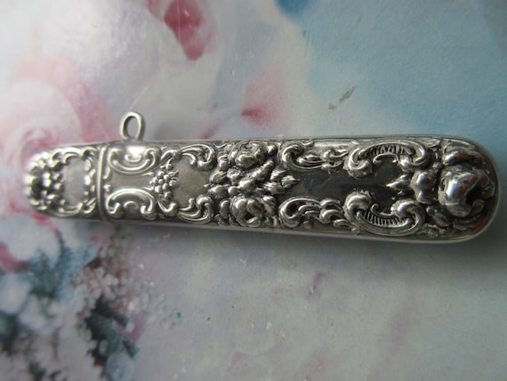 Antique Sterling Etui Chatelaine Piece Needle Case - image 2