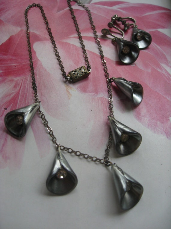 Vintage Deco Necklace Set, Early Plastic Jewelry,C