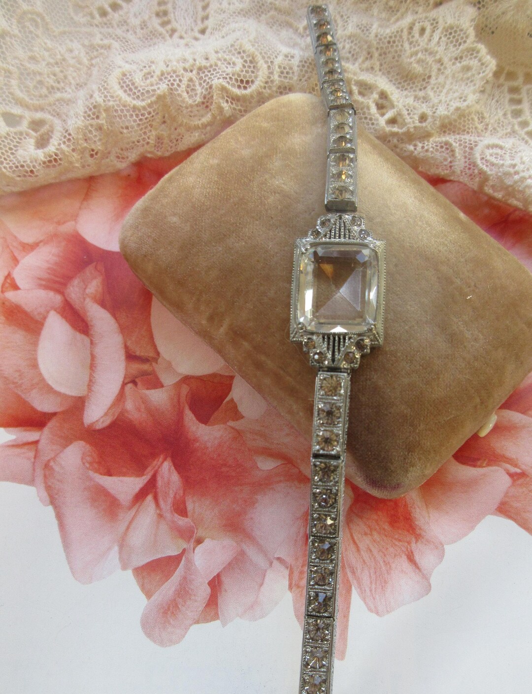 Vintage Deco 20s 30s Nov E Line Rhinestone Bracelet - Etsy