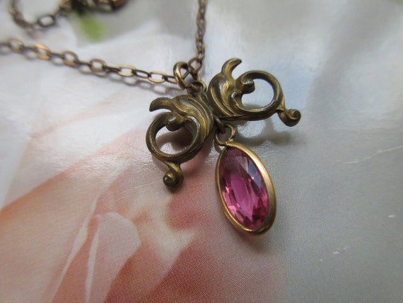 Antique  Art Nouveau Lavaliere in Gold Fill - image 4