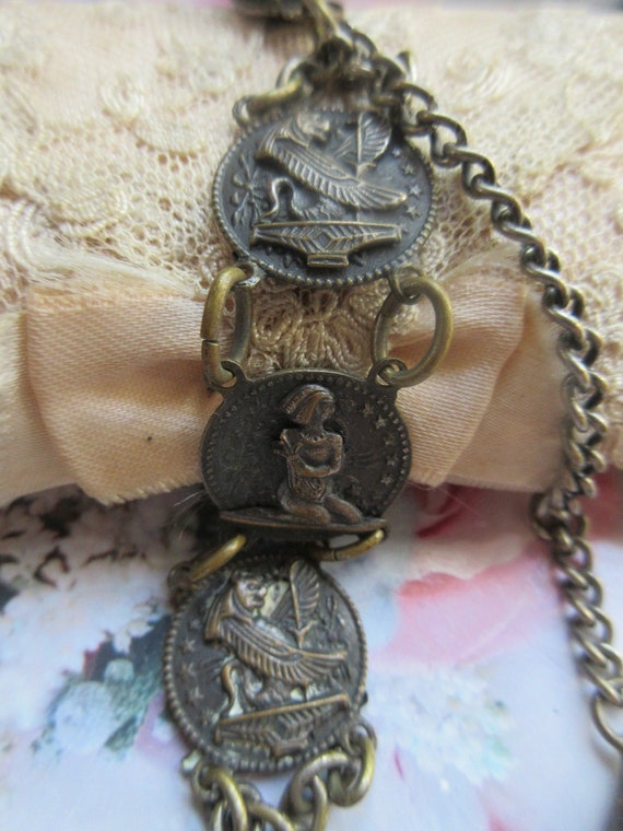 Antique Watch Chain With Unusual Links and Saint … - image 6