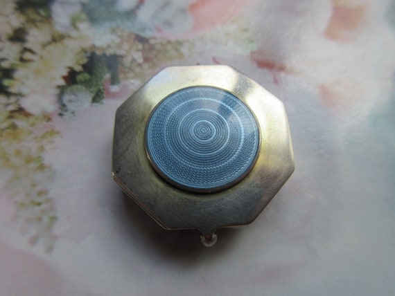 Vintage 1920s Enameled Locket - Deco Silver Guillo