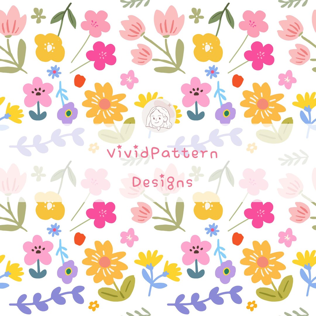 Pastel Cute Floral Seamless Pattern | Spring Flowers Digital Download ...