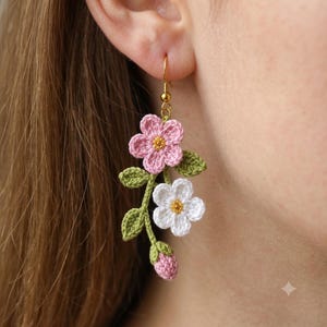 Crochet Floral Dangle Earrings Pattern | Micro Crochet Flower Tutorial (PDF Download)