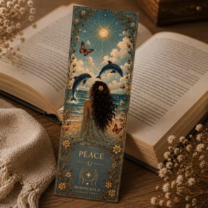 Love Bookmark Printable | Art Nouveau Ocean Sunset | Moonchild Collective