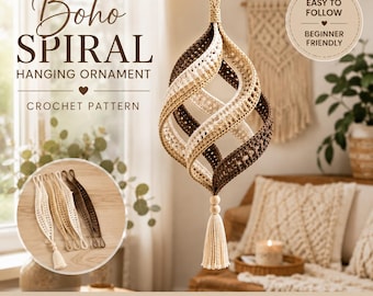 Crochet Wind Spinner Pattern PDF | Boho Spiral Ornament | Cozy Rustic | Home Hanging Decor DIY