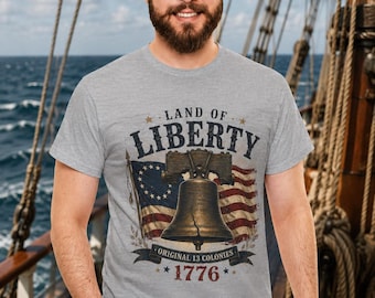 Liberty Bell Shirt, Patriotic 1776 USA Tee, Original 13 Colonies Heritage Graphic