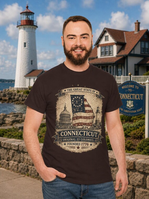 Connecticut Patriotic Shirt, Original 13 Colonies Tee, Vintage USA Heritage Shirt, 1776 Americana Graphic Tee, 250th anniversary