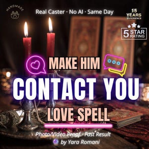 Könnte beinhalten: Zwei hohe rote Kerzen in silberfarbenen Metallkerzenhaltern mit brennenden Flammen. Der Text lautet: Handmade, Real Caster, No AI, Same Day, 15 Years Experience, 5 Star Rating, Make Him Contact You Love Spell, Photo/Video Proof, Fast Result, by Yara Romani.
