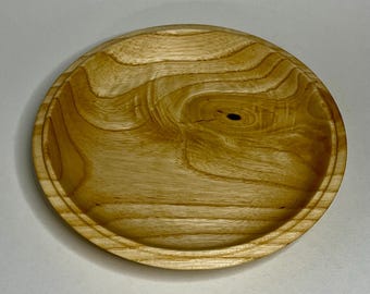 Wooden Ash Serving Plate, 8-Inch Diameter, Food Safe Finish