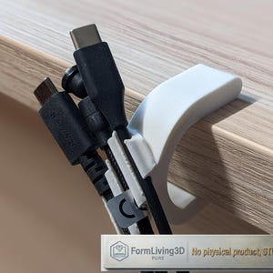 Desk Edge Cable Clip - Keeps Your Cables in Place and Your Workspace Clean, STL desk clip, Form Living Modular Clamp System