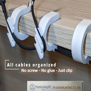 Cable Clip Bundle STL, Complete Desk Cable Management Kit, Edge, Hidden & Combo Clips, Wire Organizer Set; Form Living Modular Clamp System