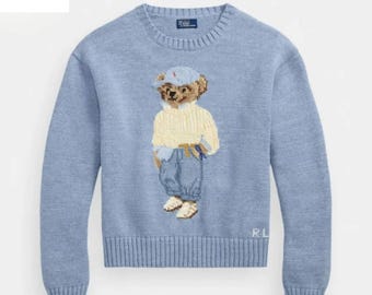 polo Ralph Lauren Teddy Bear Sweater Men Black Knit Bear Sweatshirt