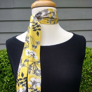 Skinny Scarf, Yellow Wild Rose Garden, floral scarves, botanical scarves for women, neck scarf, neck tie, flower garden scarf, wrap