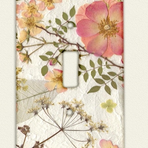 Switch Plate Pressed Flower Art PRINT from original image 1