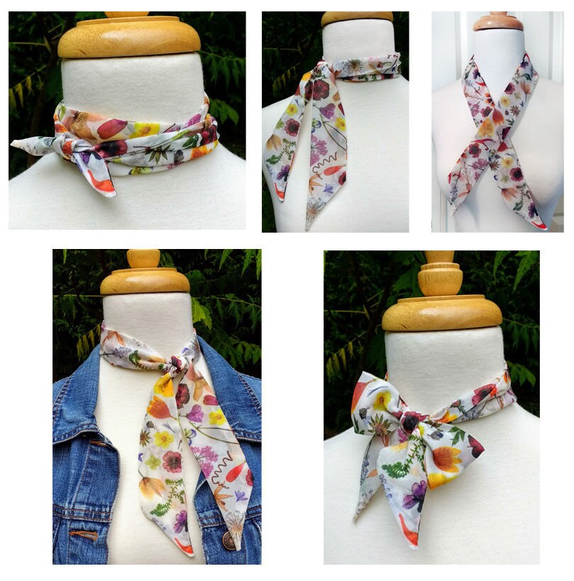 Skinny Scarf floral scarves Violet Meadow scarves for | Etsy
