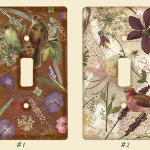 Light Switch Plate Pressed Flower and Birds Art PRINT, flowers look so real!