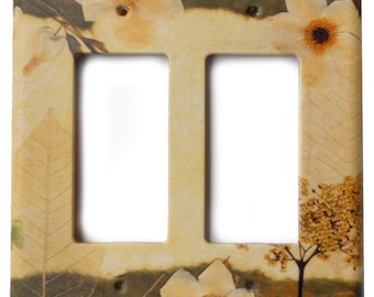 Rocker Light Switch Plates with Pressed Flower Art PRINT, looks so real, 3D