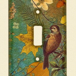 Light Switch plate Pressed Flower and Birds Art PRINT but looks 3 D like real flowers image 5