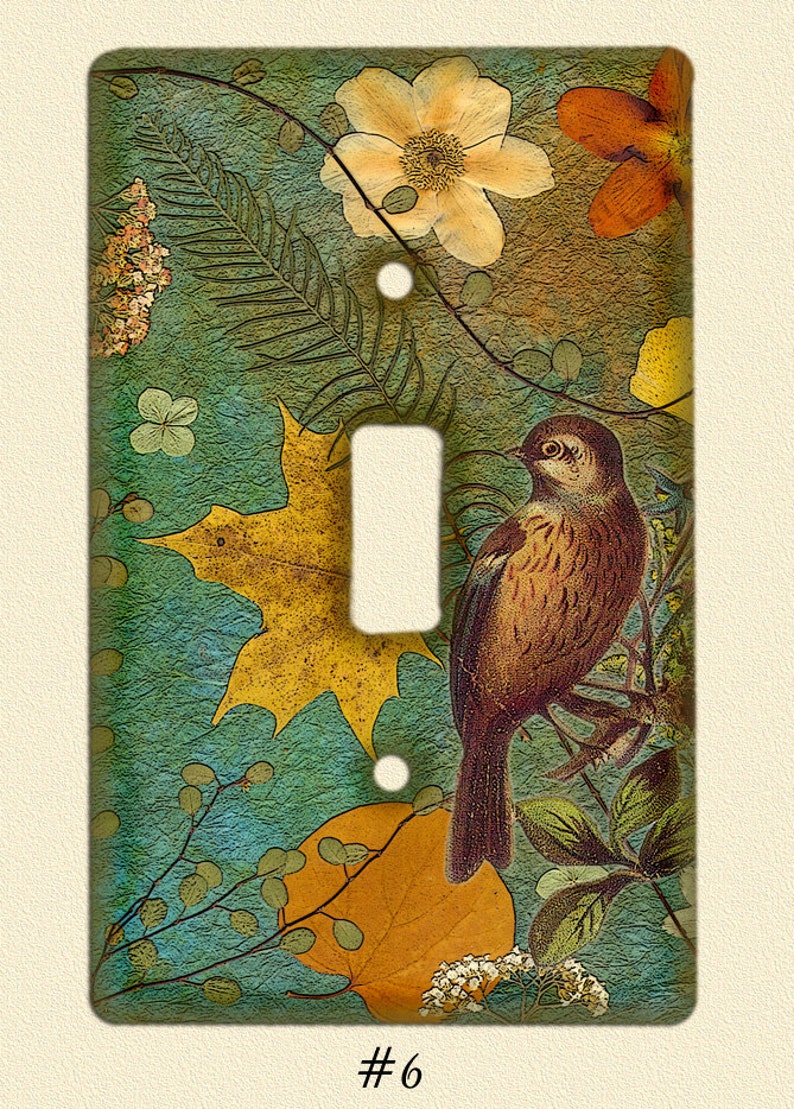 Light Switch plate Pressed Flower and Birds Art PRINT but looks 3 D like real flowers image 5