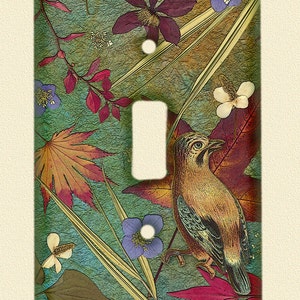 Light Switch plate Pressed Flower and Birds Art PRINT but looks 3 D like real flowers image 4