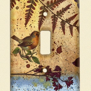 Light Switch plate Pressed Flower and Birds Art PRINT but looks 3 D like real flowers image 3