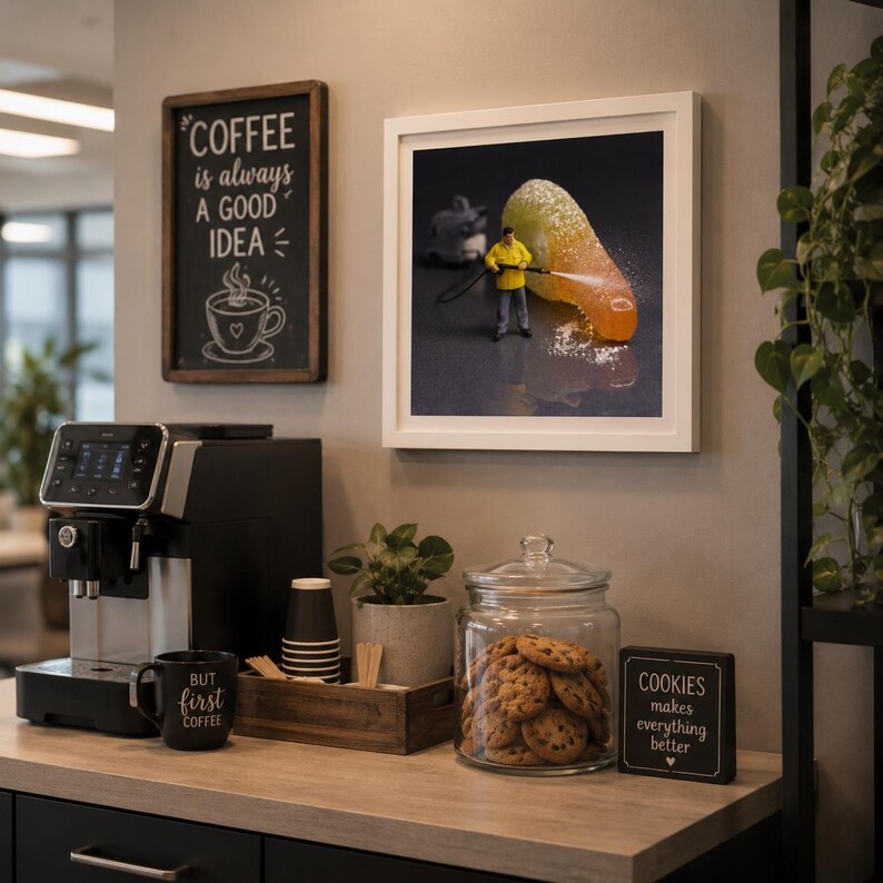 Decoración de pared con motivos de caramelos de goma, fotografía de limpiadores diminutos, descarga imprimible divertida para la cocina imagen 7