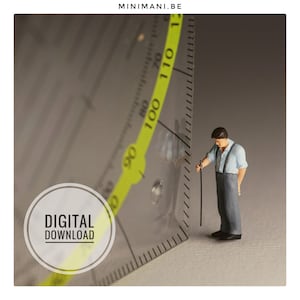 Geometry Teacher Printable Art, Measuring Twice Humor Print, Math Classroom Decor, Engineer Gift, Miniature Photo Art, Digital Download