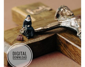 Muurdecoratie 'Levenskeuzes', fotografie van een reiziger met koffer, reflecterende printbare afbeelding om te downloaden