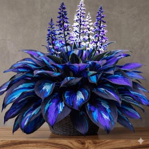 200+ Hosta Seeds – Rare Blue Purple Galaxy Variegated Foliage Plant for Pots & Garden Borders