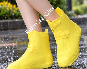 Waterproof Silicone Rain Cover Yellow Boots for Women Lightweight Non-Slip Shoes