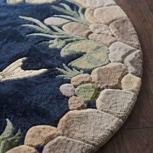 Fish Tuft Rug Buy Handmade Koi Fish Pond Rug, Japanese Style Round Tufted Area Rug ...
