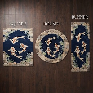 Fish Rug Handade Buy Handmade Koi Fish Pond Rug, Japanese Style Round Tufted Area Rug ...
