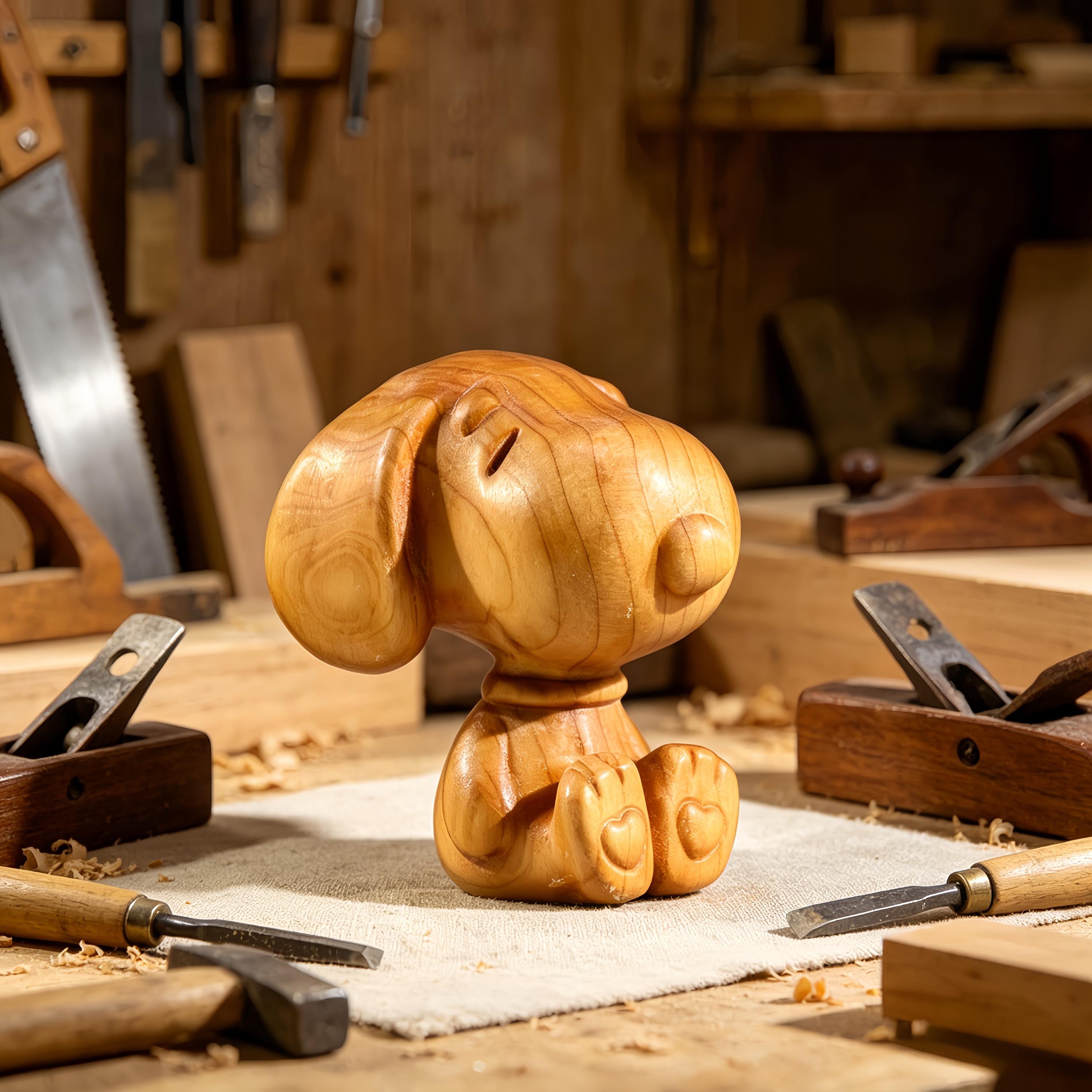 Wood carved snoopy - Etsy 日本