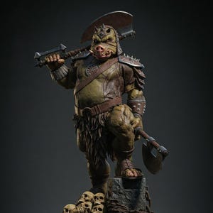 Gamorrean Guard STL / Guardia del Palazzo Alieno / Scultura Guerriero Galattico / Modello Stampabile in 3D ad Alta Dettagli