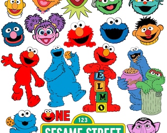 Street Monsters Characters Layered SVG, (Svg, Png, Eps, Pdf) Elmo SVG Bundle, Street Monsters Faces, Digital Download