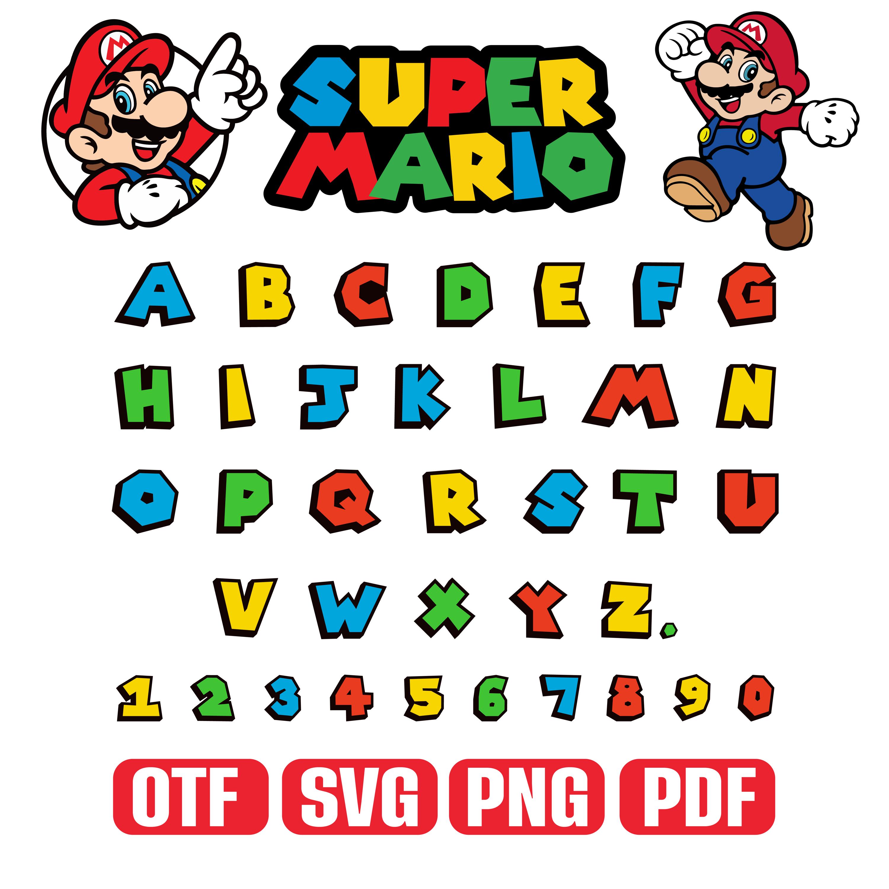 確認用　マリオ Mario font and numbers svg - Etsy 日本