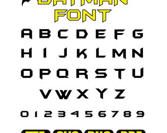 Batman-lettertype, (Ttf Svg Png Eps Pdf) Batman-alfabet en cijfers, Cricut SVG, Instant Download