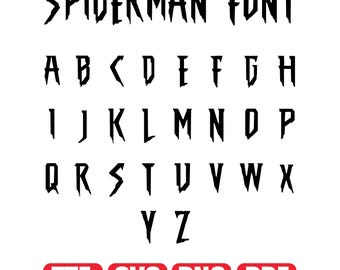 Spiderman-lettertype (Ttf, Svg, Png, Pdf) Spider Hero-lettertype, lettertype komische stijl alfabet, Instant Download