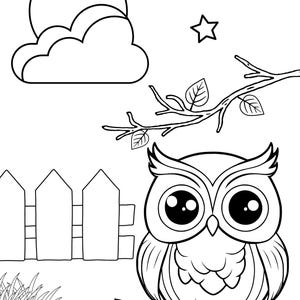 Coloriage enfant hibou clair de lune