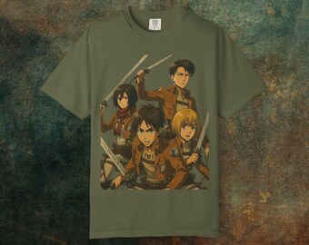 Camiseta retro con personajes de Attack on Titan / Ilustración del Regimiento de Exploración de Anime