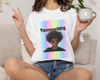 Afro Retro Portrait T-Shirt | Rainbow Gradient TommyNFG Design