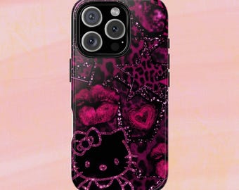 Funda para teléfono con estampado de beso de Hello Kitty / Funda protectora resistente para teléfono